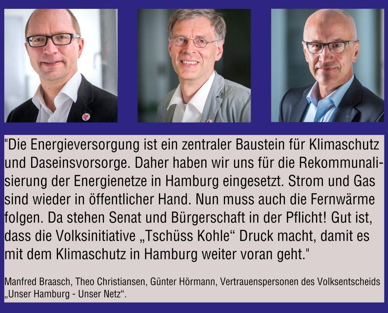 Volksentscheid Unser Hamburg – Unser Netz: Vertrauenspersonen fordern Rückkauf der Fernwärme