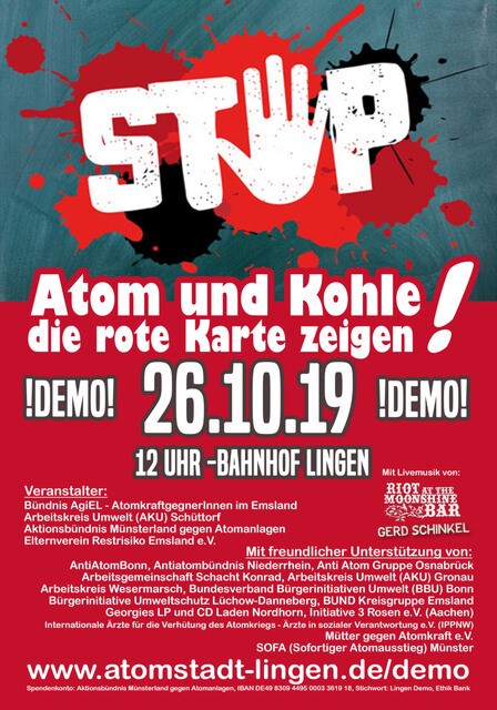 Demonstration Lingen – 26.10.2019 – Für die sofortige Stilllegung aller Atomanlagen
